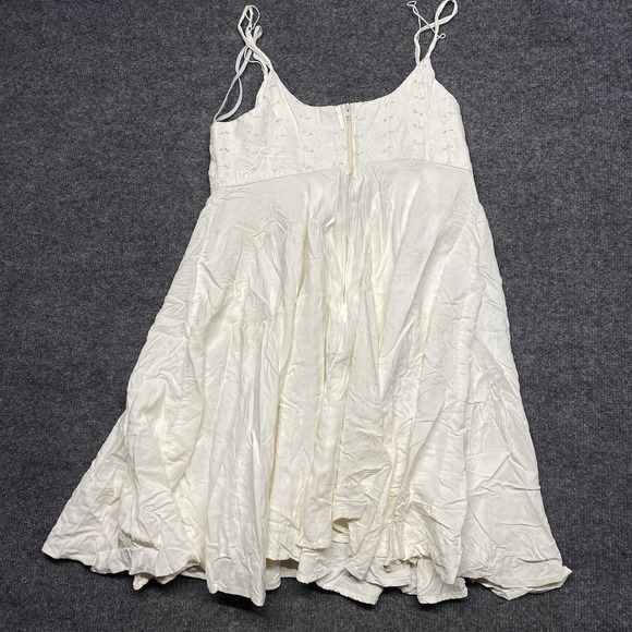 Vintage Breakin' Loose Made in USA Slip Mini Dress Womens 7/8 Off White Ivory - Picture 9 of 14
